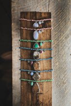 Load image into Gallery viewer, Beaded Balance Necklace - Dendritic Limestone + Blue Calcedony