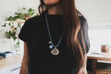 Load image into Gallery viewer, Beaded Balance Necklace - Dendritic Limestone + Blue Calcedony