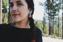 Load image into Gallery viewer, Plume Agate + Carnelian Bloom Studs