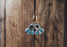Load image into Gallery viewer, Montana Agate + Turquoise Bloom Earrings