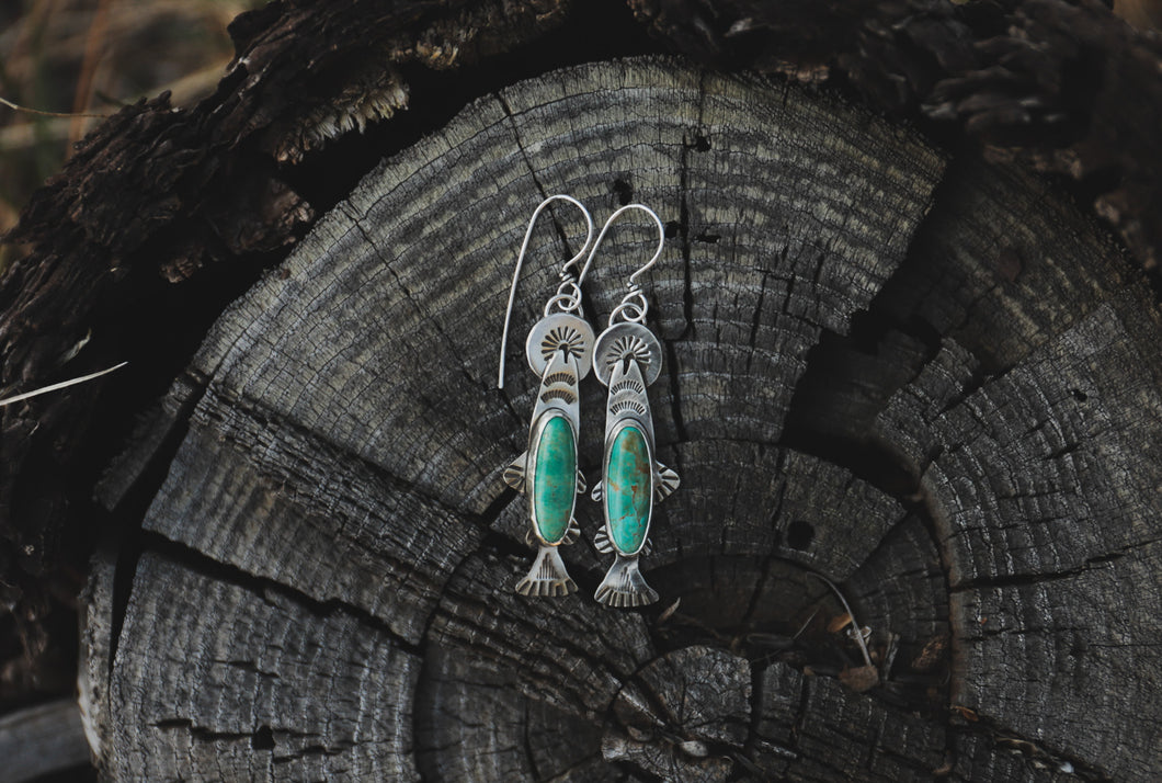 Turquoise Rising Trout Earrings