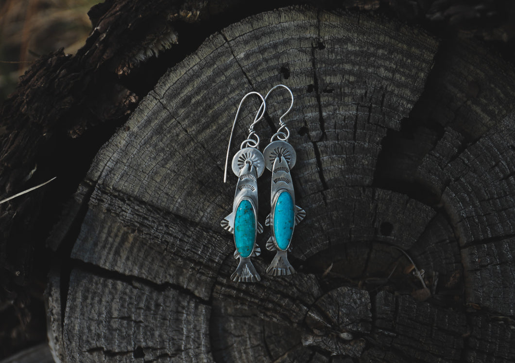 Turquoise Rising Trout Earrings
