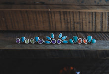 Load image into Gallery viewer, Amethyst + Turquoise Bloom Studs
