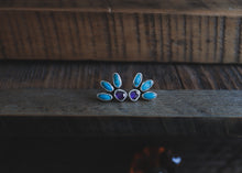 Load image into Gallery viewer, Amethyst + Turquoise Bloom Studs
